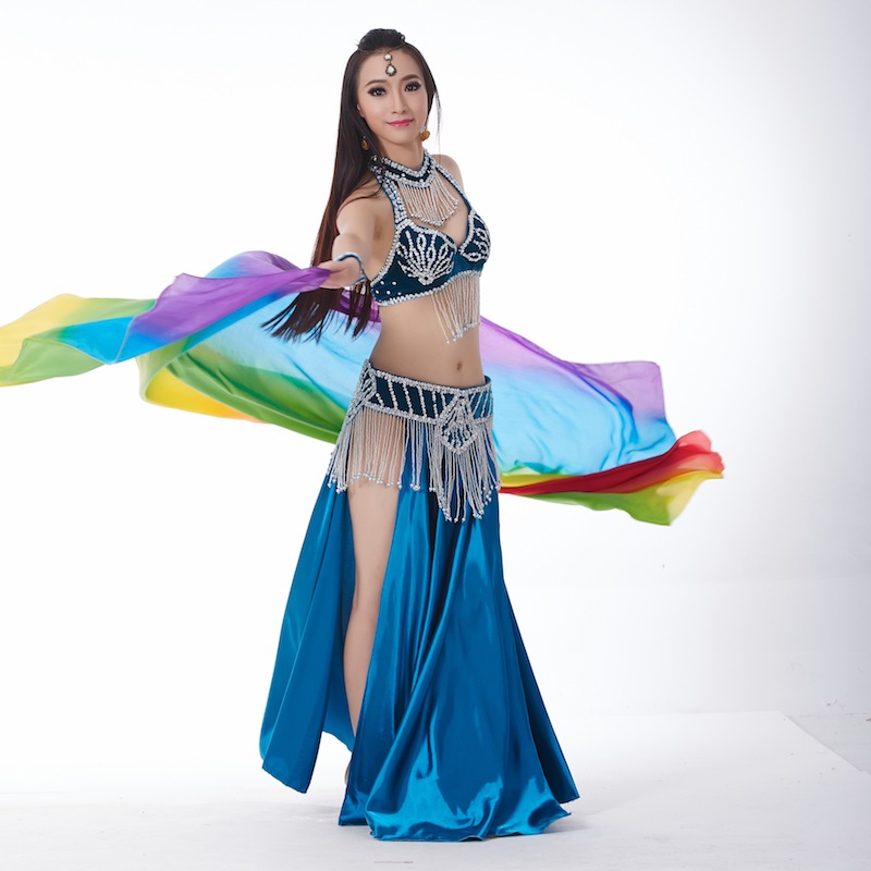 6 Pieces Dancewear Polyester Belly Dance Performance Costumes For Women